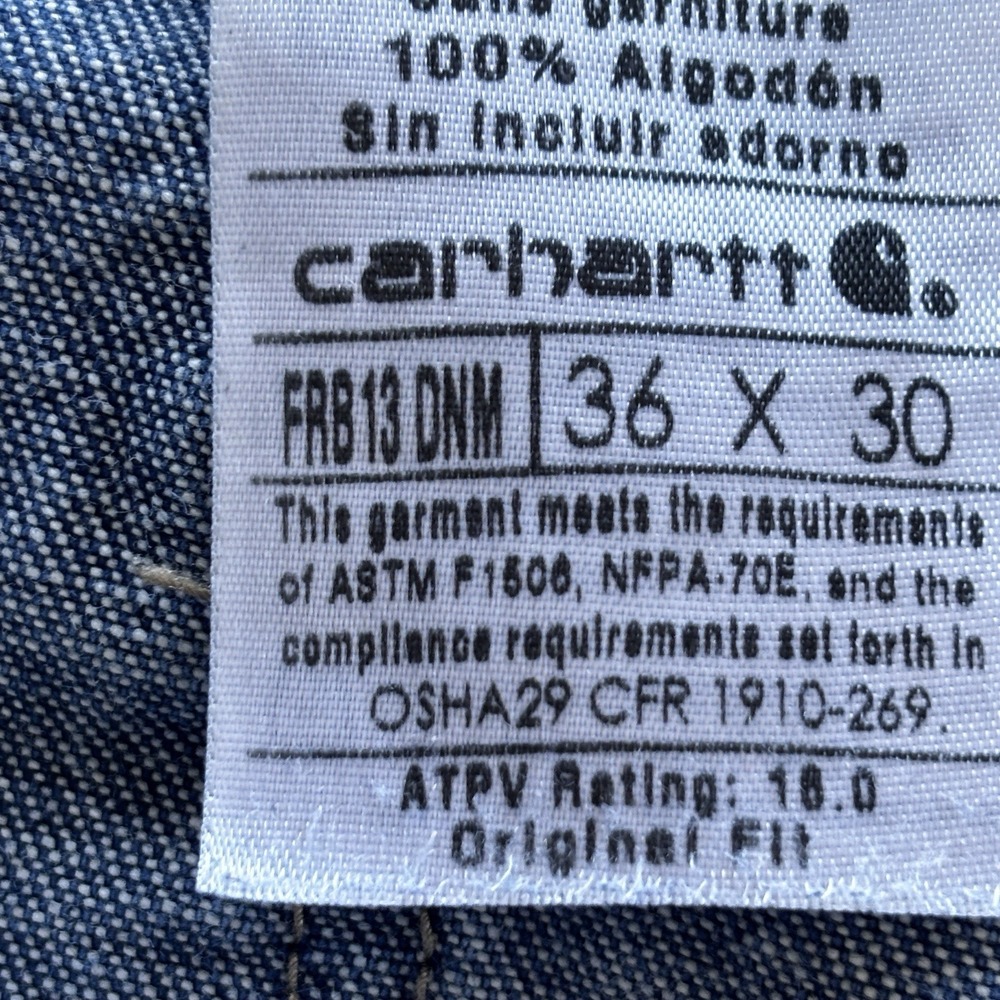 Carhartt FRB13 FR Denim Work Jeans 36x30 NFPA 2112 NFPA 70E‎ ATPV 10.0 - Picture 7 of 16